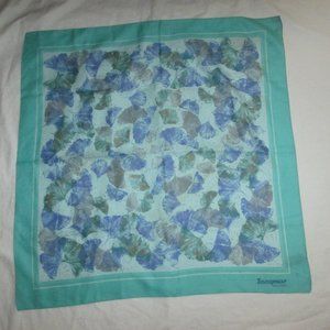 Vintage Jacqmar green blue multicolor 100% polyester square scarf